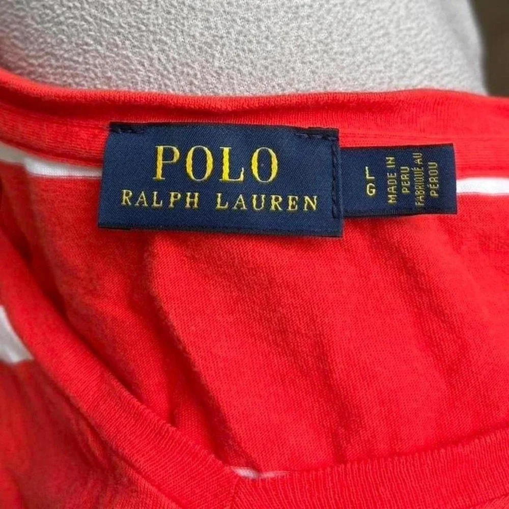 Y2K 2000s preppy Ralph Lauren polo pony red and white striped short sleeve top - Picture 5 of 7